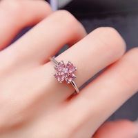 Factory Wholesale Manufactory Fashion Unique Minimalist Korean 925 Sterling Silver Women's Wedding Ring Natural Tourmaline Gift