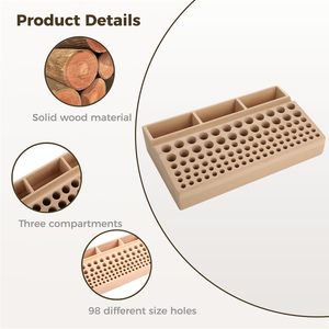 Porte-outil 98 trous professionnel en bois <span class=keywords><strong>maroquinerie</strong></span> support organisateur avec 3 fentes différentes tailles support pour différents outils - Product Image 3