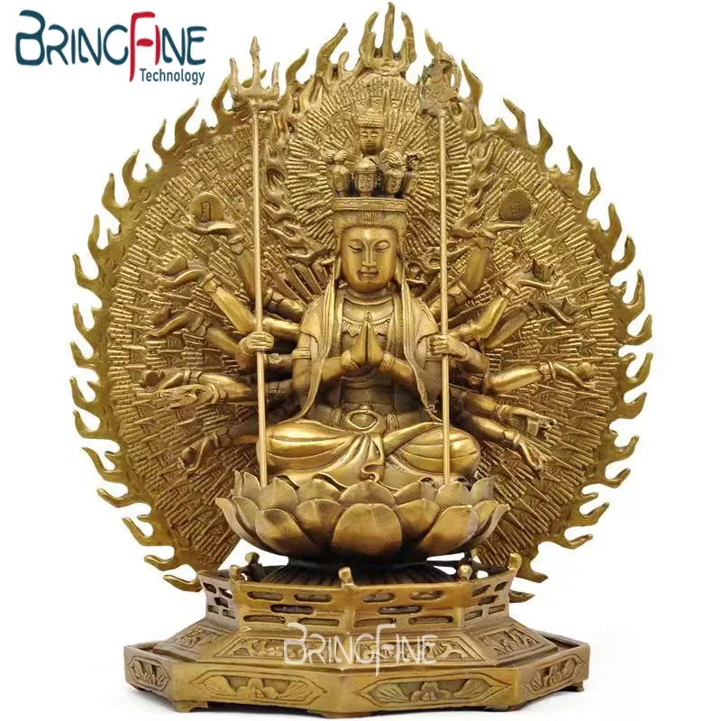 Bronze Sculpture Forty-two arms of Guanyin Bronze statue of Avalokitesvara Bodhisattva with thousands of hands and eyes