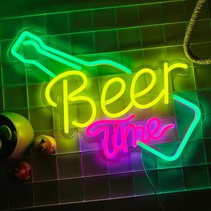 Beer time neon LED indoor wall decoration shop window hanging ambient light indicator light luminous <b>sign</b> custom made available - Product Image 6