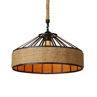 Petite lampe suspendue de style industriel américain avec hauteur réglable, économe en énergie, en fer forgé et corde de chanvre
