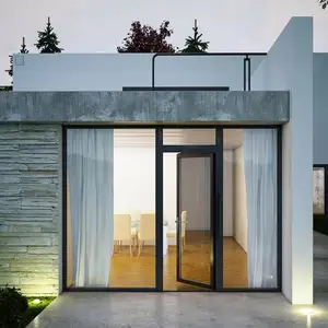 Puerta de habitación de vidrio doble puertas interiores de aluminio puertas abatibles de vidrio esmerilado personalizadas