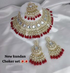 Anti Tarnish <b>Indian</b> Traditional Kundan Jewelry <b>Set</b> 18K Gold Plated Copper Necklace & Earrings Trending Ethnic Bridal Jewelry - Product Image 3