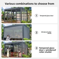 Pavillon de jardin rétractable automatique/manuel, imperméable et coupe-vent, avec toit en alliage d'aluminium