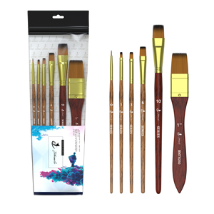 En gros <span class=keywords><strong>Meilleur</strong></span> 6 Pcs Peinture Art Pinceaux Manche En Bois Plat Rond Artiste Brosse Ensemble <span class=keywords><strong>Pour</strong></span> Acrylique <span class=keywords><strong>Aquarelle</strong></span> Huile Artiste Peinture - Product Image 1