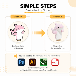 Marionnettes en peluche personnalisées à <span class=keywords><strong>bouche</strong></span> ouvrable, jouet animal marin en coton PP, interaction parent-enfant, anti-stress, brodé - Product Image 3