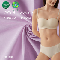 Tissu jersey tricoté en trame brossée en nylon recyclé et élasthanne OEKO-TEX 100 130GSM 150cm certifié GRS pour sous-vêtements