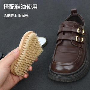 Cepillo para zapatos Yinste con cerdas de pelo de cerdo y mango de madera para limpiar zapatos de cuero - Product Image 4