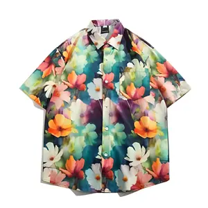 Оптовая продажа, Гавайские пляжные рубашки с винтажным принтом ODM OEM, Летние Гавайские рубашки с коротким рукавом и пуговицами