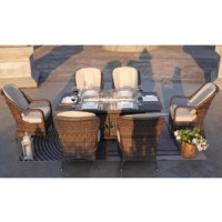 Ensemble de table à manger de jardin d'extérieur de style moderne en aluminium avec foyer, double couche de sling pour hôtel, cour, vacances