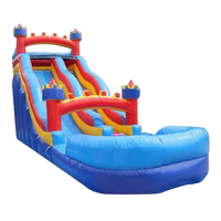 Structure gonflable commerciale pour jardin, avec toboggan aquatique tropical en marbre, château gonflable et piscine, 0,55 mm