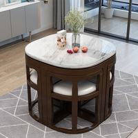 Ensemble de table à manger moderne en bois et marbre, personnalisé, de luxe, avec coins invisibles, pratique et extraordinaire, pour la vente en gros