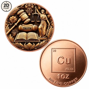 Moneda de Cobre Puro 999 de 1oz con Impresión a Color 2D Personalizada al por Mayor, Tema Jurídico, Balanza de <span class=keywords><strong>la</strong></span> Justicia, Martillo de <span class=keywords><strong>la</strong></span> <span class=keywords><strong>Verdad</strong></span> - Product Image 1