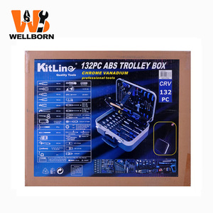 Ensemble d'outils de réparation automobile personnalisable de 132 pièces, à manivelle, avec boîte à outils portable spéciale bleue étanche - Product Image 4
