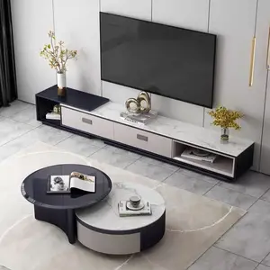 Nova tendência de design moderno conjunto de armários de TV de madeira maciça conjunto de armários de TV para sala de estar