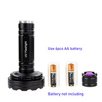 Lampe torche UV portable QXMOVING avec logo personnalisé, en alliage d'aluminium, piles AA, 128 LED, 395 nm, haute puissance 20 W, lampe ultraviolette