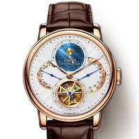 Pour LOBINNI Unique montres mécaniques pour hommes nouveau luxe squelette Design bracelet en cuir résistant à l'eau pointeur cadran affichage