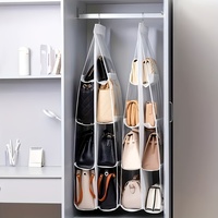 Organisateur de placard suspendu à 8 poches avec fenêtre transparente avec sac à main multicouche sac de rangement gain de place support de garde-robe