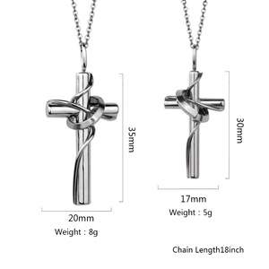 Nuevo estilo Diseño simple Jesús Religioso Plata Rosa Chapado en oro Hombres Mujeres Cruz Collar con colgante de acero inoxidable - Product Image 2