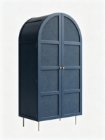 Armoire Moderne Autoportante en Bois Courbé avec 3 Portes Shaker et 4 Tiroirs, Gain de Place, Portable, Écologique, Meuble de Rangement pour la Maison