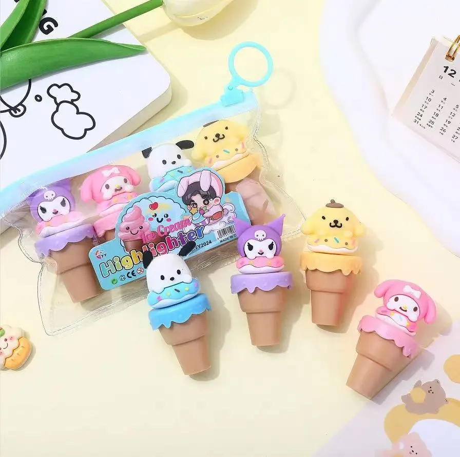 Lindo Sanrio Highlighter Kawaii Stationary Melody School Kindergarten regalo pluma fluorescente para niños