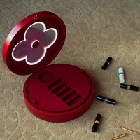 Ensemble de pinceaux de maquillage de voyage de luxe portable, boîte à rabat en cuir, étui pour cosmétiques et rouges à lèvres avec miroir