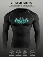 T-shirt de compression sportif à manches longues pour homme, coupe ajustée, motif géométrique, 180g, séchage rapide, respirant, confortable, économique