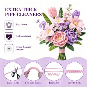 ขายส่งจากโรงงาน ลวดกำมะหยี่ฝ้ายขนาด 6 มม. ความยาว 30 ซม. สีสันสดใส ของเล่นเสริมพัฒนาการสำหรับเด็กอนุบาล - Product Image 4
