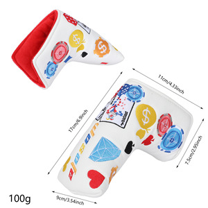 Wosofe <b>Golf</b> Putter Head Cover PU 3D Embroidery Poker Design Durable Sport Accessory - Product Image 3
