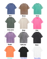 T-shirts unisexes vierges personnalisables avec logo, 100% coton tricoté, écologiques, respirants, imprimés DTG DTF, style vintage délavé à l'acide, grammage lourd
