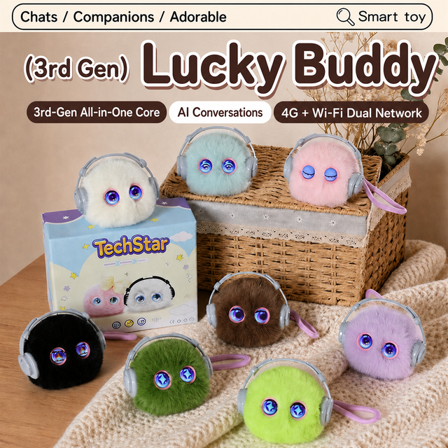 LED Emotion Eyes Dynamic AI Smart Plush Toy Interactive Talking Companion Stuffed Animal with Touch Sensor for Kids