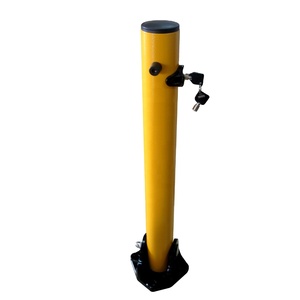 Poteau de signalisation de stationnement pliable en acier, revêtu de peinture en poudre jaune, pour parking extérieur - Product Image 1