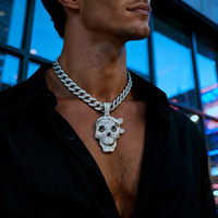 Collar de Cadena Cubana con Colgante de Calavera DJ de Aleación de Zinc, Chapado en Oro y Plata, para Hombres y Mujeres, Joyería Hip Hop, Regalo