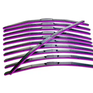 Kction Purple Silicone Híbrido Wiper Blades Front Window U/J Gancho limpador Todo o Tamanho Do Carro Da Frente Do Carro Limpadores De Pára-brisas