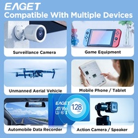 EAGET tarjeta Mini SD 32GB 64GB 128GB 126GB Clase 10 TF tarjeta para Samsung Android Teléfono Móvil Cámara SD funda tableta tarjeta de memoria