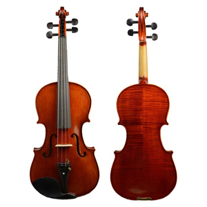 Violín artesanal Master <span class=keywords><strong>Stradi</strong></span>, fondo de arce flameado, tapa de abeto, accesorios de ébano, completo con puente, arco y estuche rígido. - Product Image 6