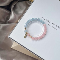 Bracelet aigue-marine naturelle, pièces, perles en pierre naturelle, madagasque rose, cristal, ornement, DIY, vente en gros