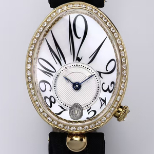 Montre de luxe élite de haute précision pour femme, édition limitée opulente, automatique, mécanique, cadran blanc, boîtier ovale en or, lunette sertie de diamants - Product Image 2