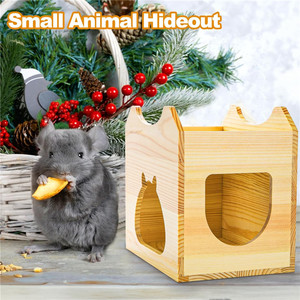 Casa de Chinchilla de madera, cabaña de escondite de animales pequeños naturales para Chinchilla, ardilla, planeadores de azúcar en jaula - Product Image 6