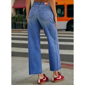 Sidefeel 2025 hợp thời trang Womens cao eo rộng chân thẳng Stretchy jeans Breathable denim khởi động cắt phong cách giản dị Kích thước XL - Product Image 3