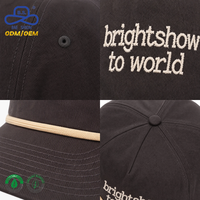 Casquettes de baseball personnalisées en toile de coton à 5 panneaux avec logo brodé en 3D et corde pour un usage décontracté unisexe