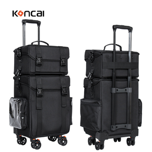 Hộp đựng đồ trang điểm KONCAI, vali trang điểm bằng nylon đen, vali du lịch, vali đựng mỹ phẩm chuyên nghiệp có bánh xe - Product Image 2