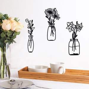 Simple Personal único minimalista corte láser Art Deco decoración de pared colgante de pared personalizado arte del hierro silueta conjunto de 3 piezas - Product Image 2