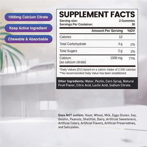 Gomitas de Citrato de Calcio, Suplemento para el Cuidado de la Salud, Apoyo para Huesos, Músculos e Inmunidad, Suplementos de Calcio Masticables de Alta Absorción para Mujeres - Product Image 2
