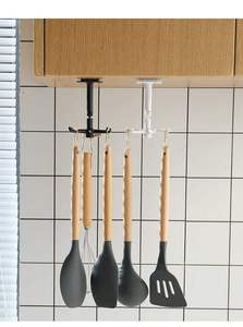 Wholesale 360 Degree Rotatable PP Punch-Free Six Claw <b>Hook</b>, Kitchen Spatula Spoon Wall Mounted Storage Hanger, Novelty <b>Hooks</b> - Product Image 3