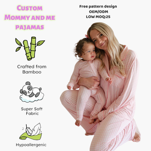 Pyjamas assortis personnalisés pour maman et bébé, imprimés, à col à revers, à manches longues, ensemble de pyjamas et de vêtements de détente, adaptés à une utilisation à <span class=keywords><strong>la</strong></span> maison - Product Image 2