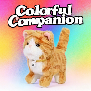 Jouet en peluche chat tigré orange interactif IA avec collier à clochette - Remplissage PP super doux, prix d'usine, compagnon quotidien et d'anniversaire - Product Image 1