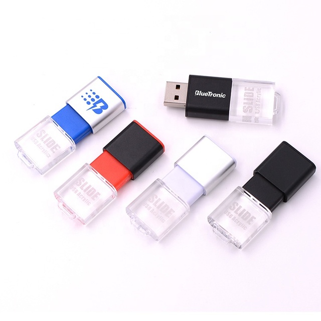Tendy 2.0 3.0 Usb Flash Drive with LED Function Wholesale Acrylic Usb Flash Memory Pendrive for Gifts