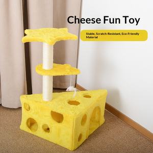 Rascador para Gatos de Sisal con Forma de Queso, Resistente a los Arañazos, Diseño Ecológico y Estable, Torre para Gatos con Casa para Gatos - Product Image 1