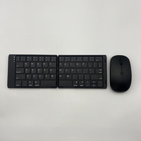 Keyboard dan Mouse Nirkabel Ultra Tipis Lipat Ganda Portabel Isi Ulang Model Gunting untuk Laptop, Tablet, dan Ponsel